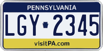 PA license plate LGY2345