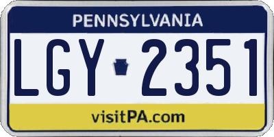 PA license plate LGY2351