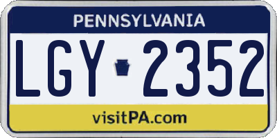 PA license plate LGY2352