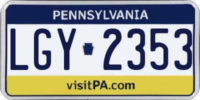 PA license plate LGY2353