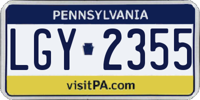 PA license plate LGY2355