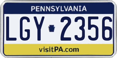 PA license plate LGY2356