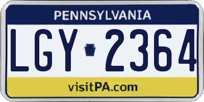PA license plate LGY2364