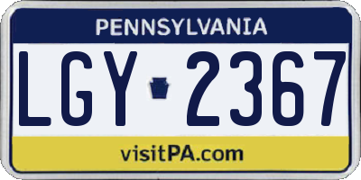 PA license plate LGY2367