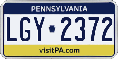 PA license plate LGY2372