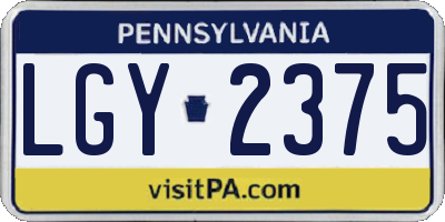 PA license plate LGY2375