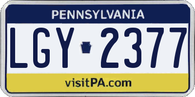 PA license plate LGY2377