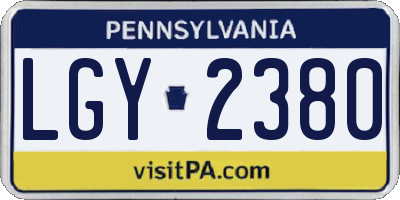 PA license plate LGY2380