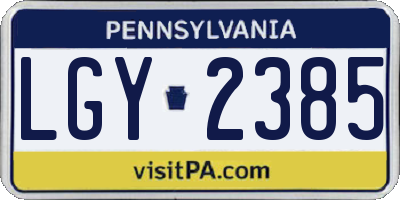 PA license plate LGY2385