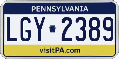 PA license plate LGY2389