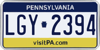 PA license plate LGY2394