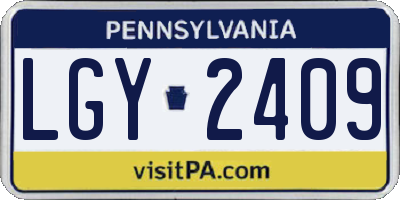 PA license plate LGY2409