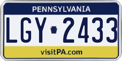 PA license plate LGY2433