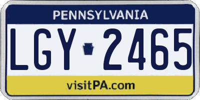 PA license plate LGY2465