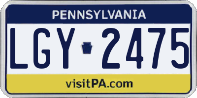 PA license plate LGY2475