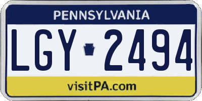PA license plate LGY2494