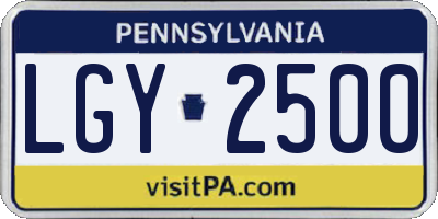 PA license plate LGY2500