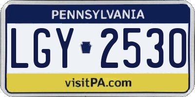 PA license plate LGY2530
