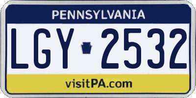 PA license plate LGY2532
