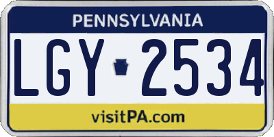 PA license plate LGY2534