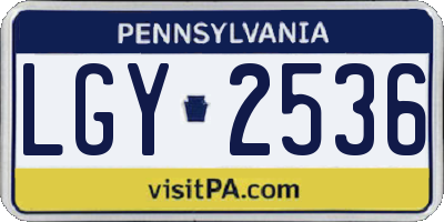 PA license plate LGY2536
