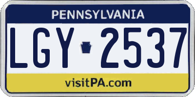 PA license plate LGY2537