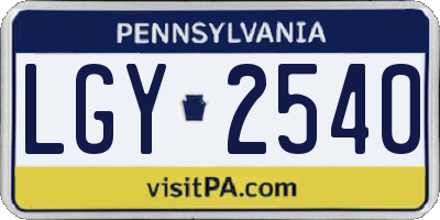 PA license plate LGY2540