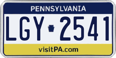 PA license plate LGY2541