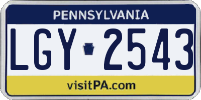 PA license plate LGY2543