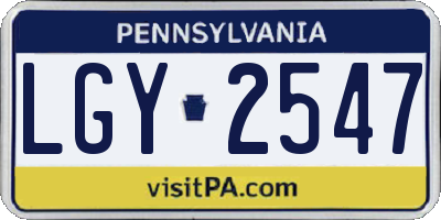 PA license plate LGY2547