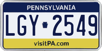 PA license plate LGY2549