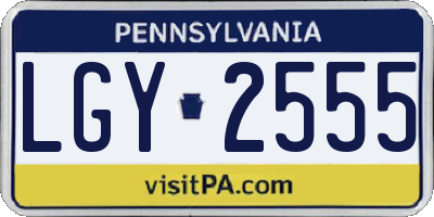 PA license plate LGY2555