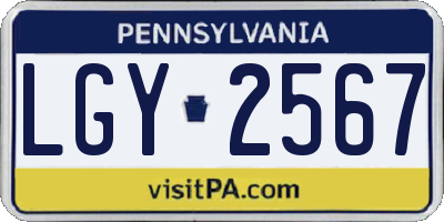 PA license plate LGY2567