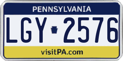PA license plate LGY2576