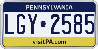 PA license plate LGY2585