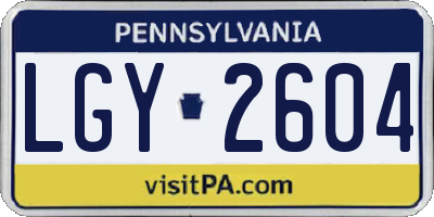 PA license plate LGY2604