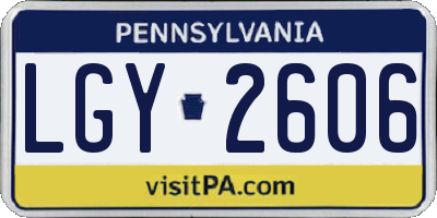 PA license plate LGY2606