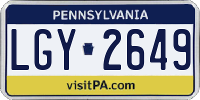 PA license plate LGY2649