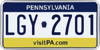 PA license plate LGY2701