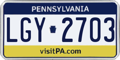 PA license plate LGY2703