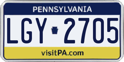 PA license plate LGY2705