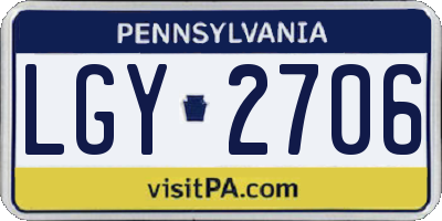 PA license plate LGY2706