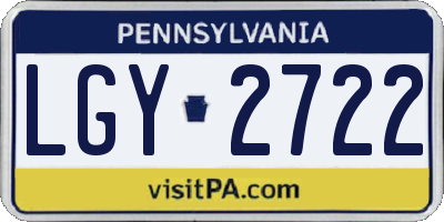 PA license plate LGY2722