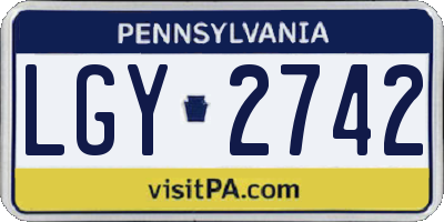 PA license plate LGY2742