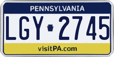 PA license plate LGY2745