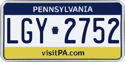 PA license plate LGY2752
