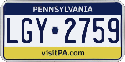 PA license plate LGY2759
