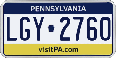 PA license plate LGY2760