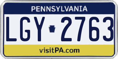 PA license plate LGY2763