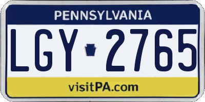 PA license plate LGY2765